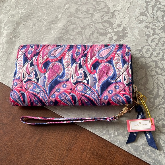 Simply Southern Women’s Quilted Wallet With Wristlet Strap - Blue Paisley - Picture 16 of 16